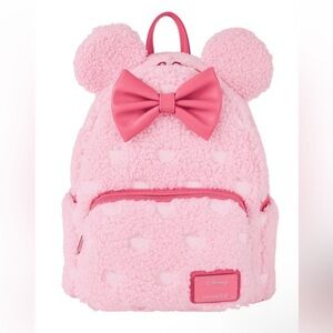 Minnie Mouse Exclusive Hearts Strawberry Scented Sherpa Mini Backpack NWT